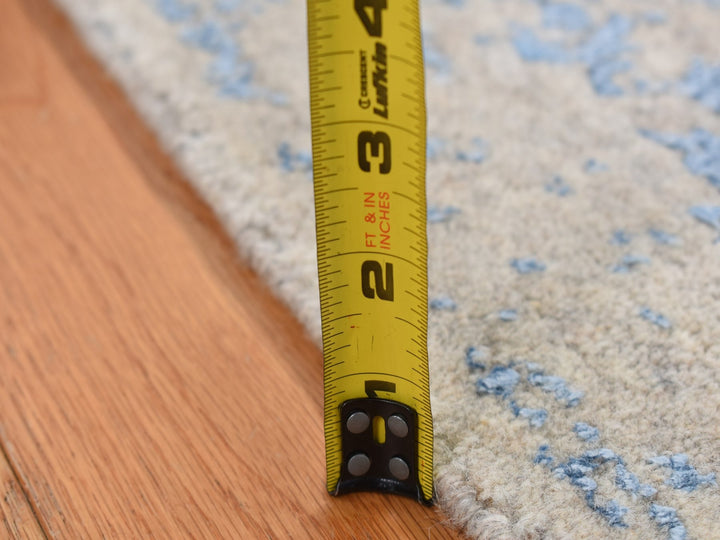 2'5" x 10'1" New Hand Loomed Blue Wool & Art Silk Runner Oriental Rug - MOA10287247