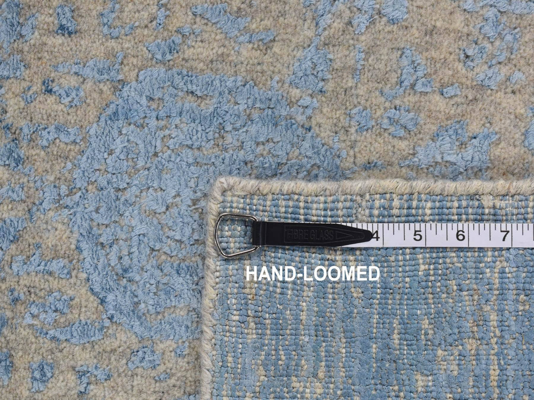 2'5" x 10'1" New Hand Loomed Blue Wool & Art Silk Runner Oriental Rug - MOA10287247