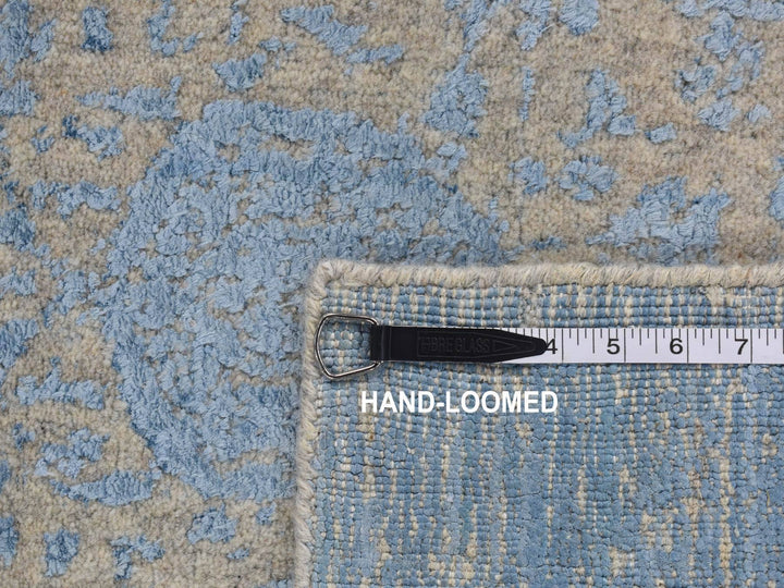 2'5" x 10'1" New Hand Loomed Blue Wool & Art Silk Runner Oriental Rug - MOA10287247