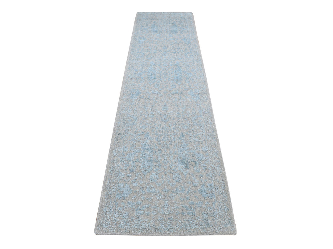 2'5" x 10'1" New Hand Loomed Beige Wool & Art Silk Runner Oriental Rug - MOA10287260