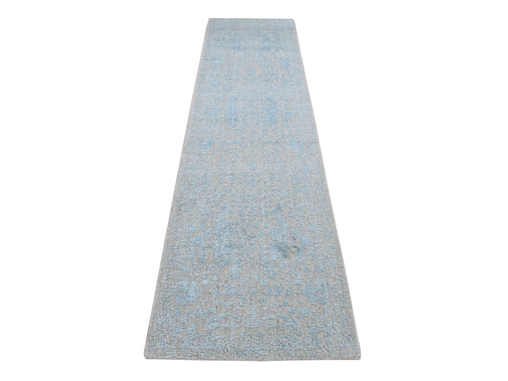 2'5" x 10'1" New Hand Loomed Beige Wool & Art Silk Runner Oriental Rug - MOA10287260