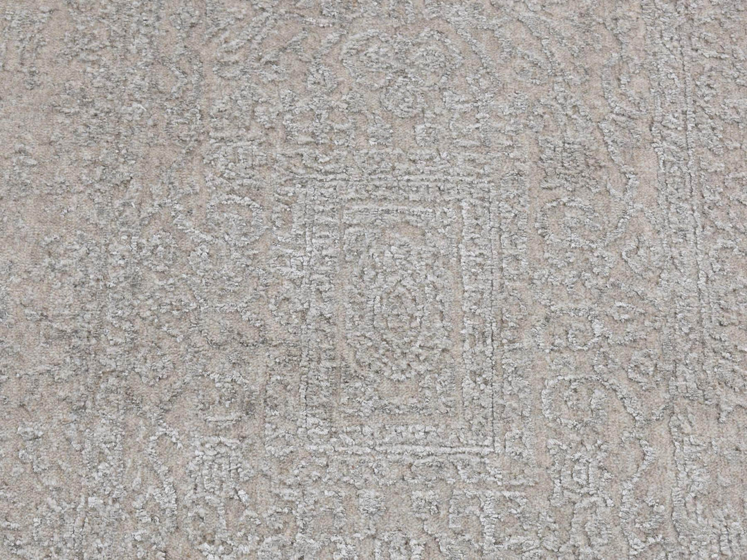 2'5" x 10'0" New Hand Loomed Beige Wool & Silk Runner Oriental Rug - MOA10287263