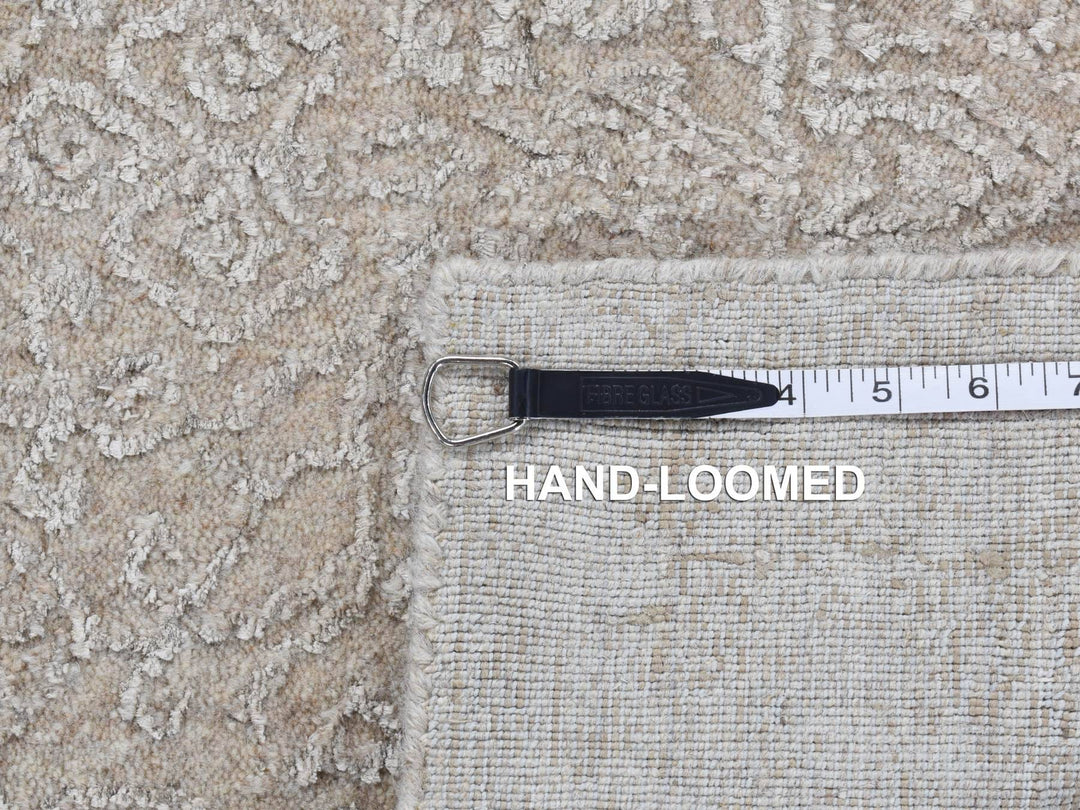 2'5" x 10'0" New Hand Loomed Beige Wool & Silk Runner Oriental Rug - MOA10287263