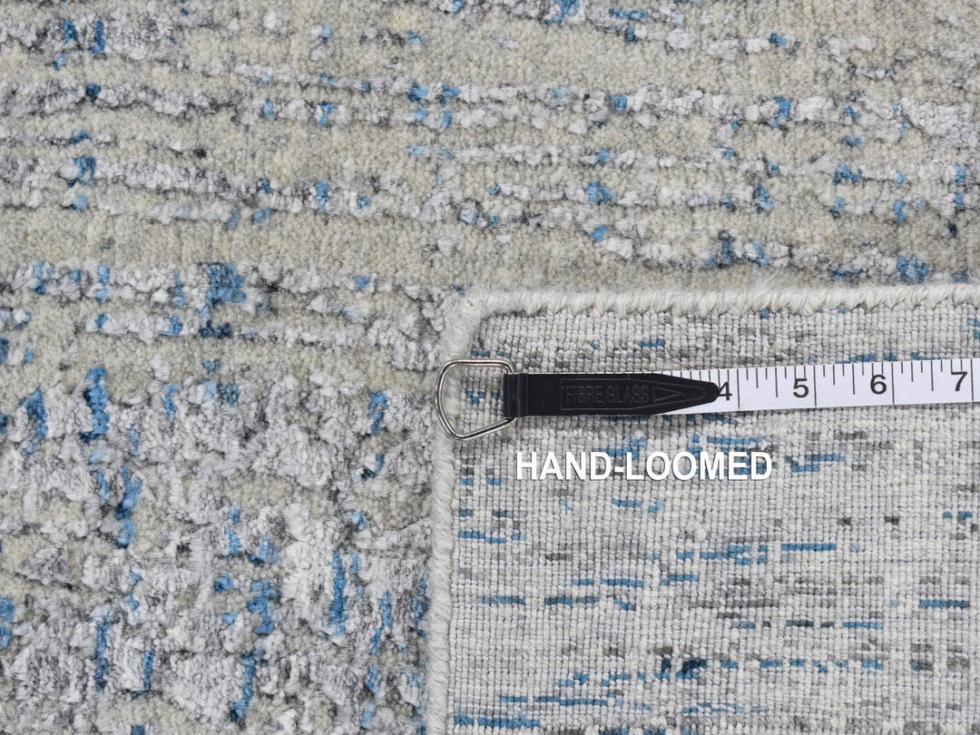 2'6" x 9'9" New Hand Loomed Grey Wool & Silk Runner Oriental Rug - MOA10287268