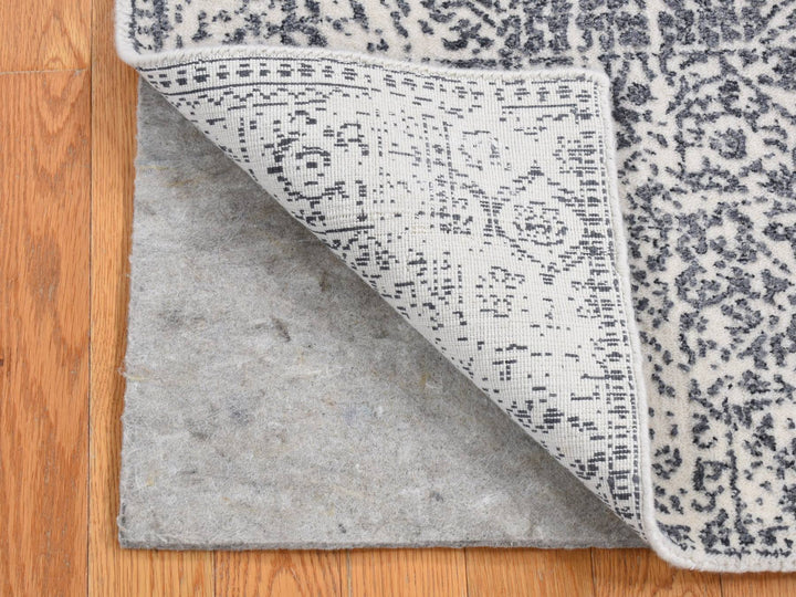 2'5" x 7'9" New Hand Loomed Grey Wool & Art Silk Runner Oriental Rug - MOA10287295