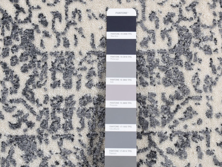 2'5" x 7'9" New Hand Loomed Grey Wool & Art Silk Runner Oriental Rug - MOA10287295