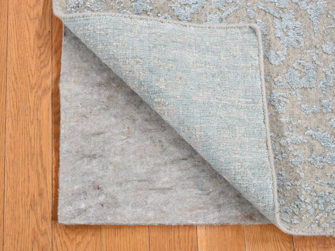 2'6" x 12'1" New Hand Loomed Blue Wool & Art Silk Runner Oriental Rug - MOA10287297