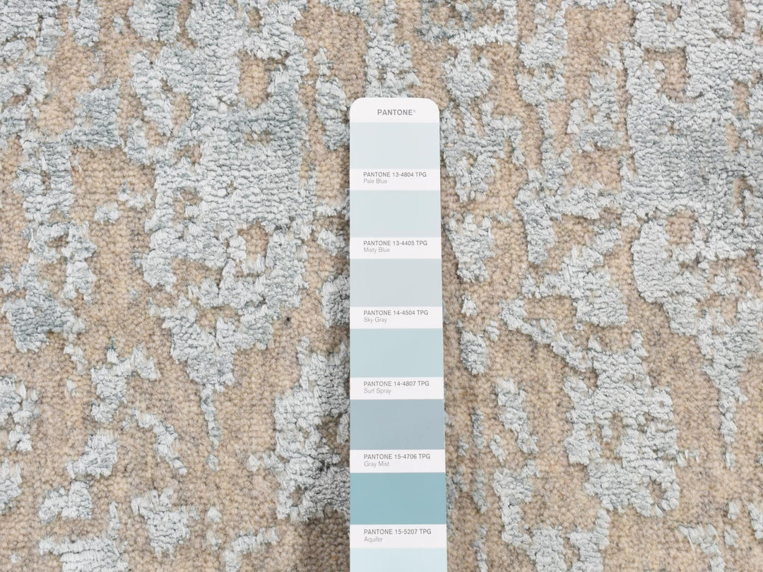 2'6" x 12'1" New Hand Loomed Blue Wool & Art Silk Runner Oriental Rug - MOA10287297