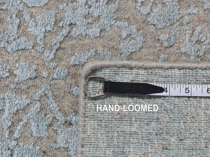 2'6" x 12'1" New Hand Loomed Blue Wool & Art Silk Runner Oriental Rug - MOA10287297