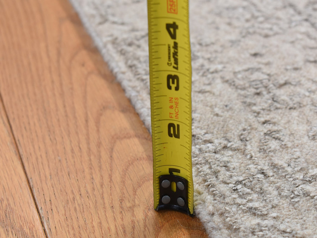 2'5" x 12'0" New Hand Loomed Grey Wool & Silk Runner Oriental Rug - MOA10287306