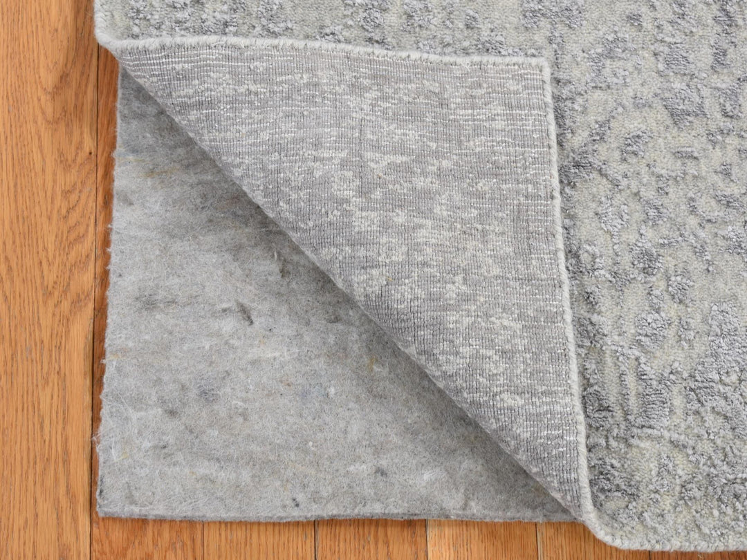 2'5" x 6'0" New Hand Loomed Grey Wool & Silk Runner Oriental Rug - MOA10287324