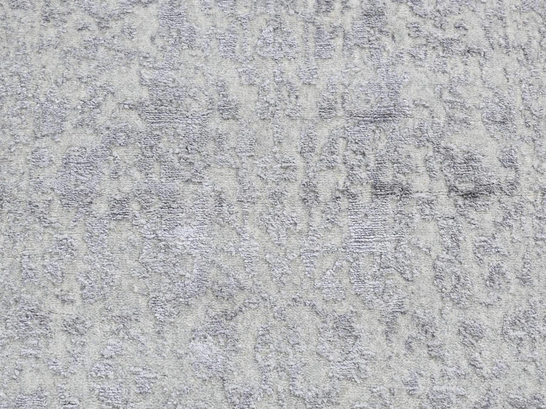 2'5" x 6'0" New Hand Loomed Grey Wool & Silk Runner Oriental Rug - MOA10287324