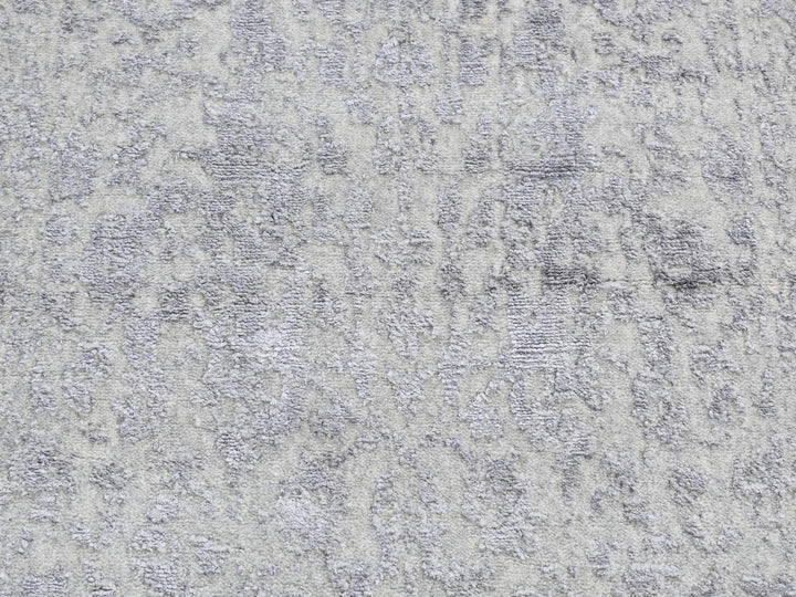 2'5" x 6'0" New Hand Loomed Grey Wool & Silk Runner Oriental Rug - MOA10287324