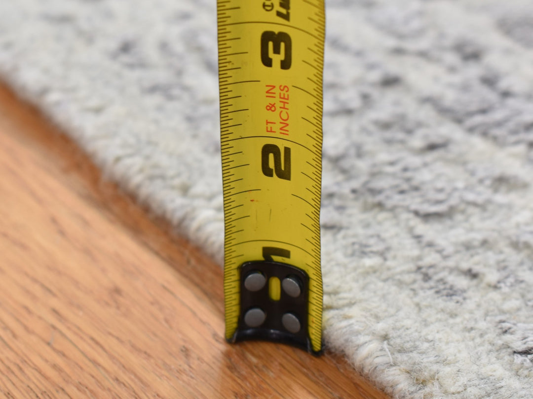 2'5" x 6'0" New Hand Loomed Grey Wool & Silk Runner Oriental Rug - MOA10287324