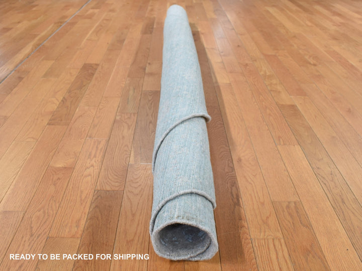 8'0" x 8'0" New Hand Loomed Grey Wool & Silk Round Oriental Rug - MOA10287368