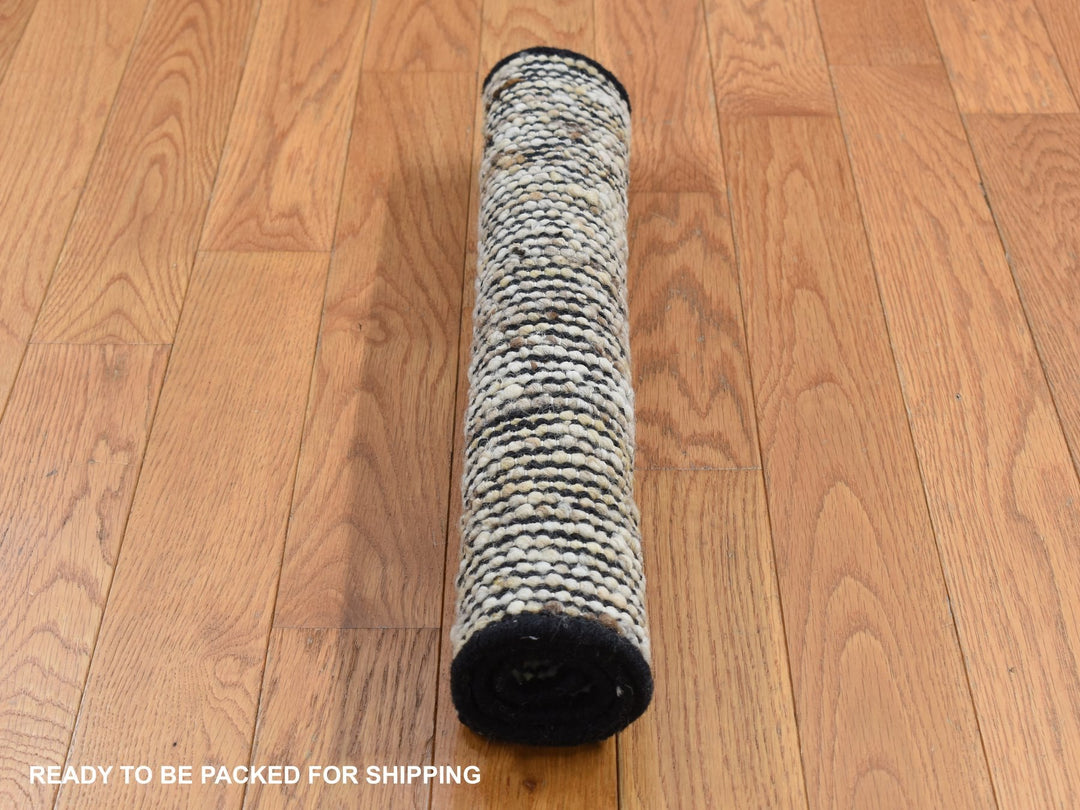 1'10" x 2'1" New Hand Loomed Ivory Wool Square Oriental Rug - MOA10287420