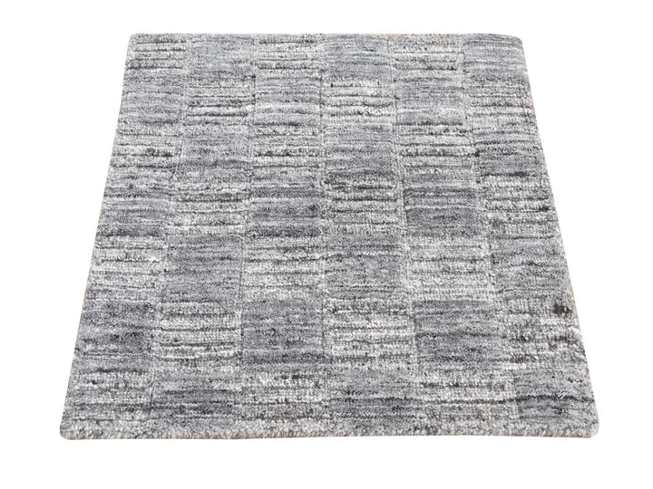 2'0" x 2'0" New Hand Loomed Grey Wool Square Oriental Rug - MOA10287481