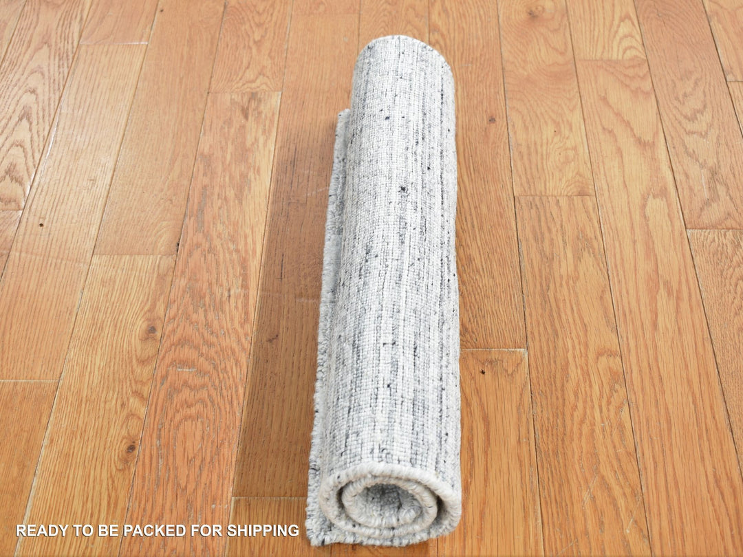 1'10" x 2'0" New Hand Loomed Ivory Wool Square Oriental Rug - MOA10287482