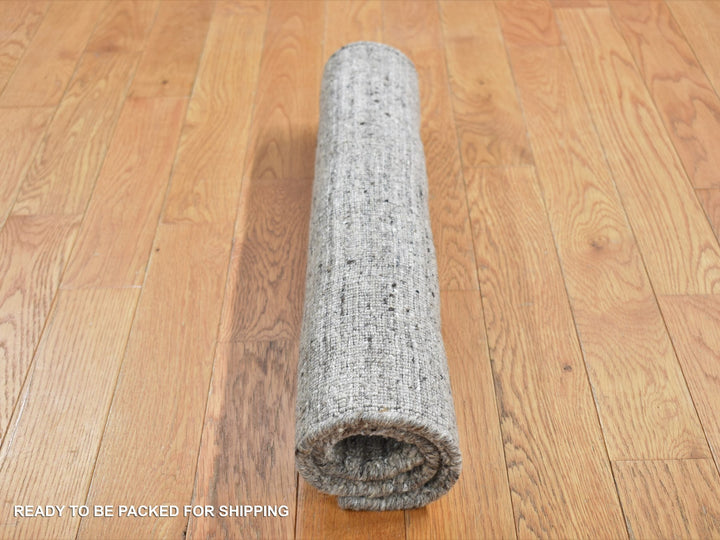 2'1" x 2'3" New Hand Loomed Grey Wool Square Oriental Rug - MOA10287483