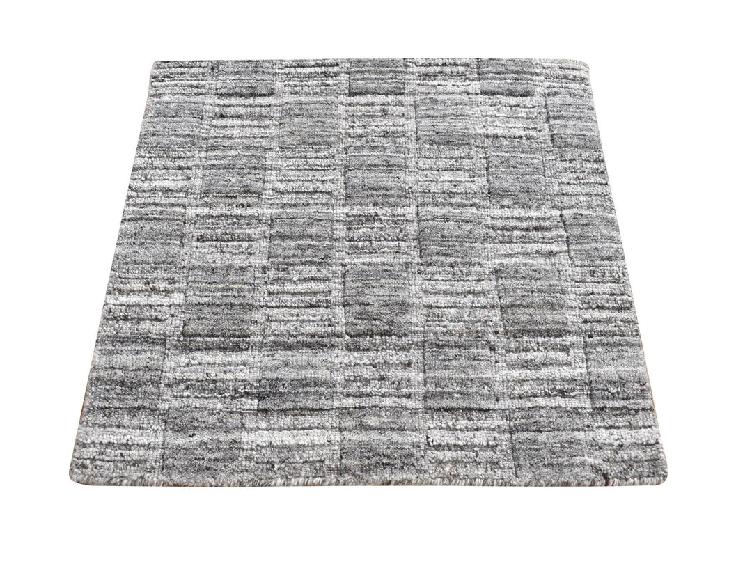 2'0" x 2'0" New Hand Loomed Grey Wool Square Oriental Rug - MOA10287485
