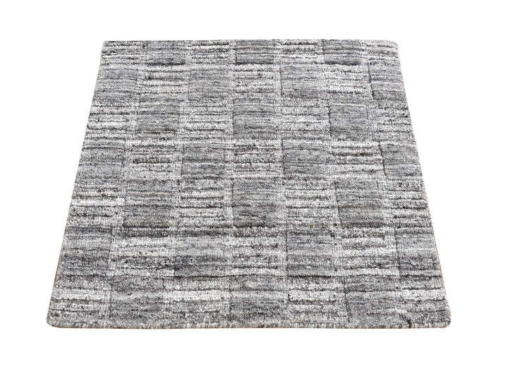 2'0" x 2'0" New Hand Loomed Grey Wool Square Oriental Rug - MOA10287485