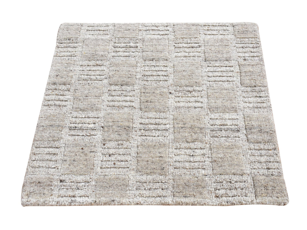 2'0" x 2'1" New Hand Loomed Beige Wool Square Oriental Rug - MOA10287486