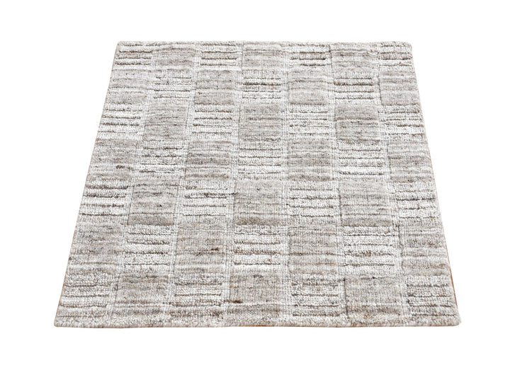 2'1" x 2'1" New Hand Loomed Beige Wool Square Oriental Rug - MOA10287487