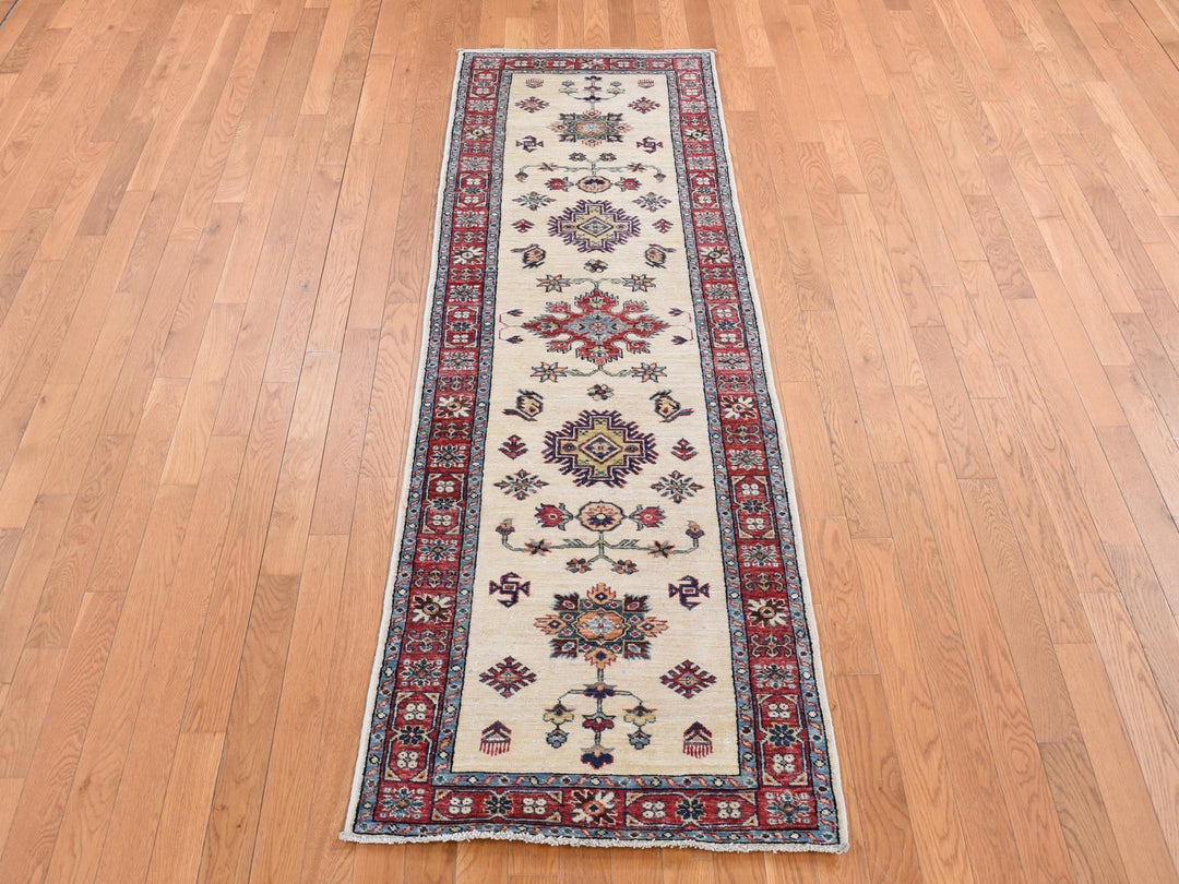 2'9" x 8'7" New Hand Knotted Ivory Wool Runner Oriental Rug - MOA10287493