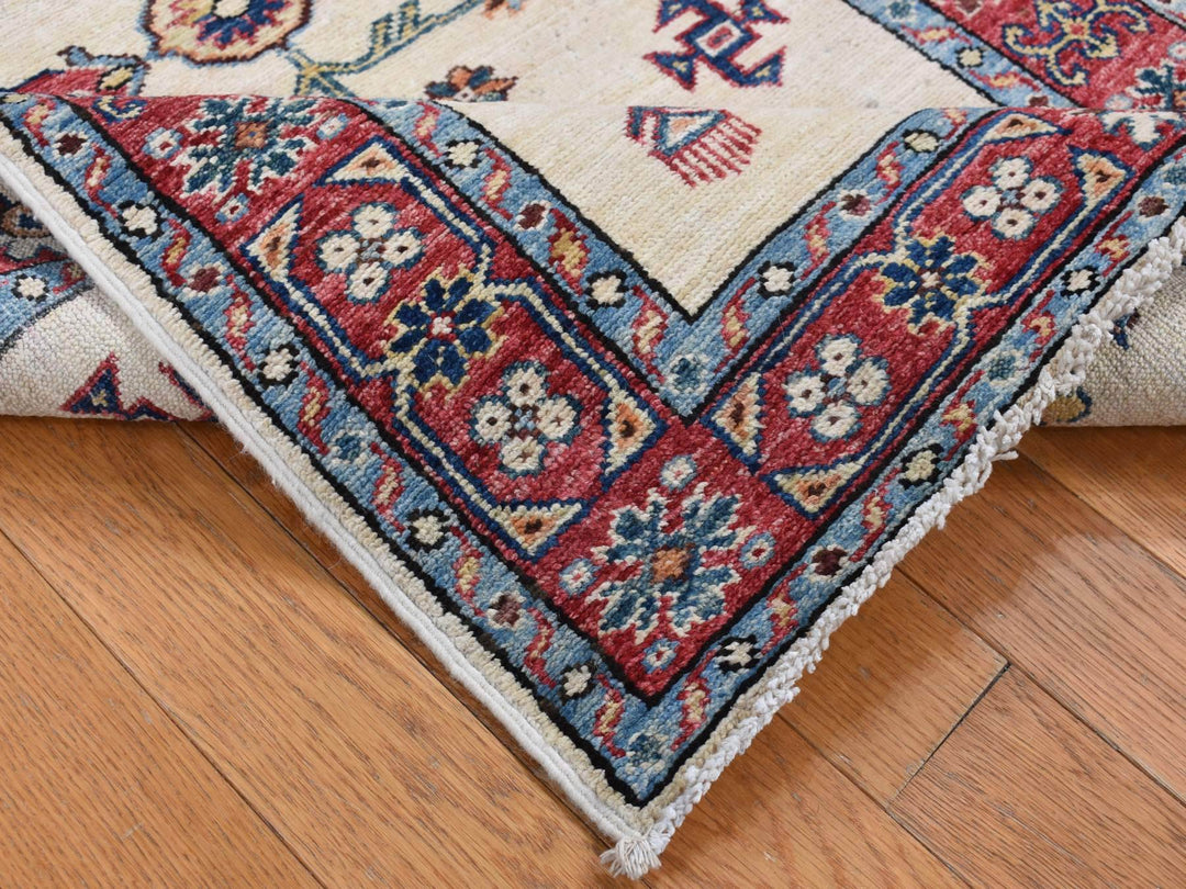 2'9" x 8'7" New Hand Knotted Ivory Wool Runner Oriental Rug - MOA10287493