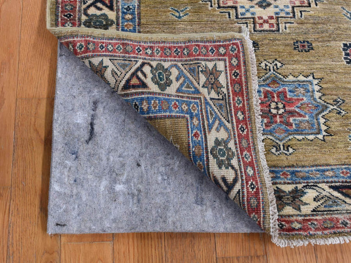 2'9" x 7'7" New Hand Knotted Green Wool Runner Oriental Rug - MOA10287502