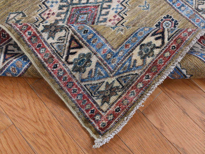 2'9" x 7'7" New Hand Knotted Green Wool Runner Oriental Rug - MOA10287502