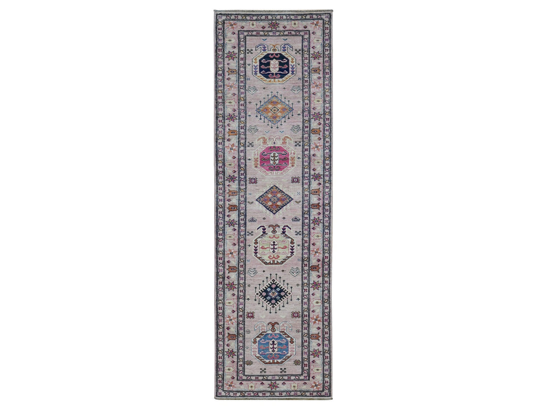 2'8" x 8'10" New Hand Knotted Pink Wool Runner Oriental Rug - MOA10287504