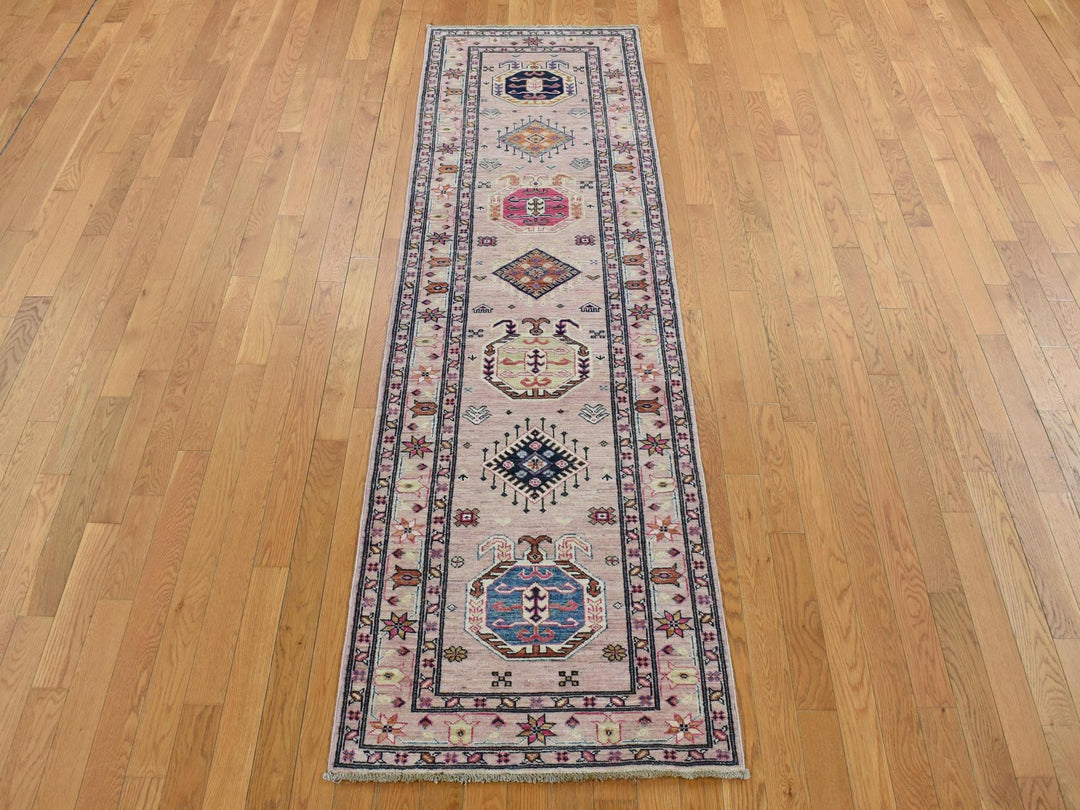 2'8" x 8'10" New Hand Knotted Pink Wool Runner Oriental Rug - MOA10287504