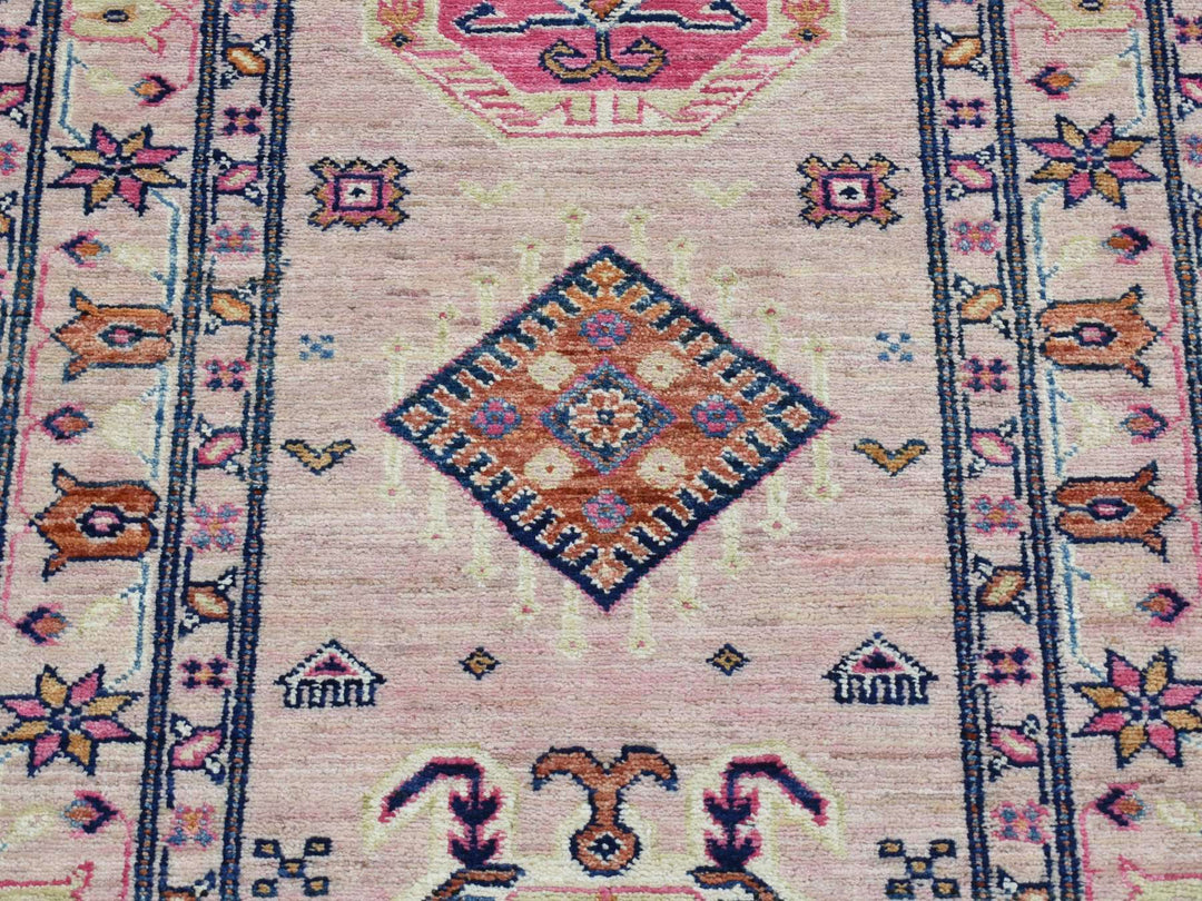 2'8" x 8'10" New Hand Knotted Pink Wool Runner Oriental Rug - MOA10287504