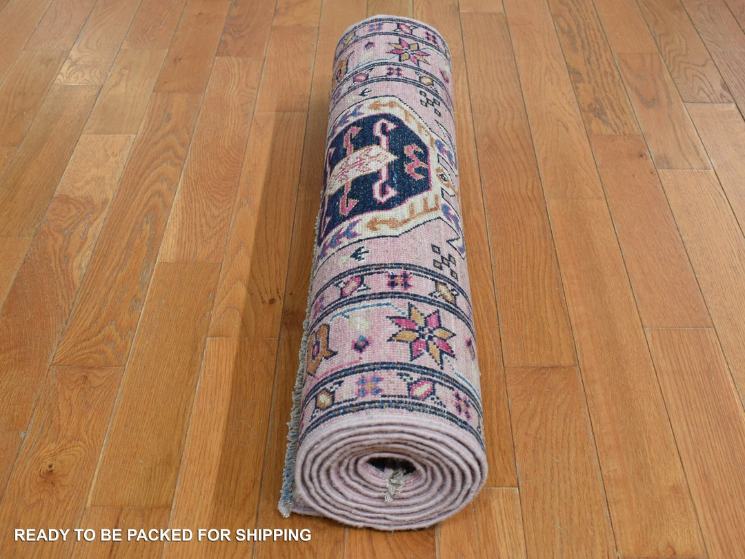 2'8" x 8'10" New Hand Knotted Pink Wool Runner Oriental Rug - MOA10287504