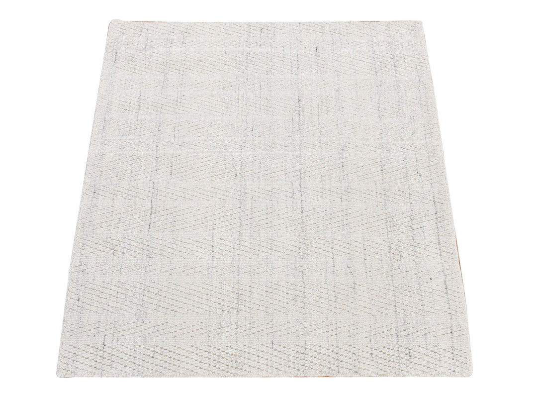 2'10" x 3'2" New Hand Loomed Ivory Wool Rectangle Oriental Rug - MOA10287548