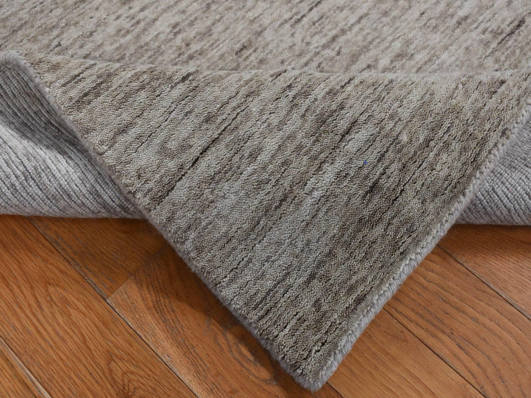 2'7" x 18'2" New Hand Loomed Grey Wool Runner Oriental Rug - MOA10287632