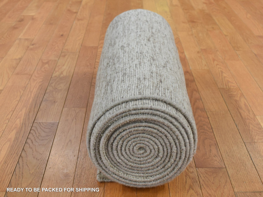 2'7" x 18'2" New Hand Loomed Grey Wool Runner Oriental Rug - MOA10287632