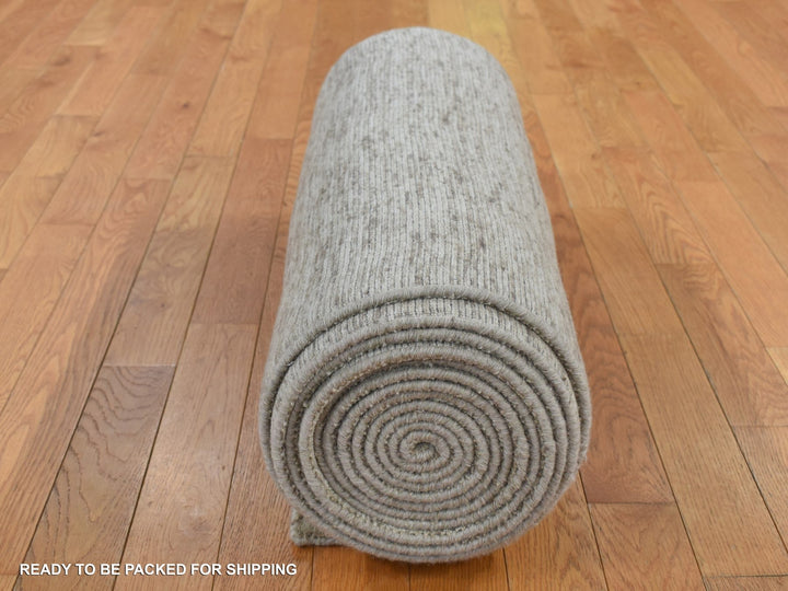 2'7" x 18'2" New Hand Loomed Grey Wool Runner Oriental Rug - MOA10287632