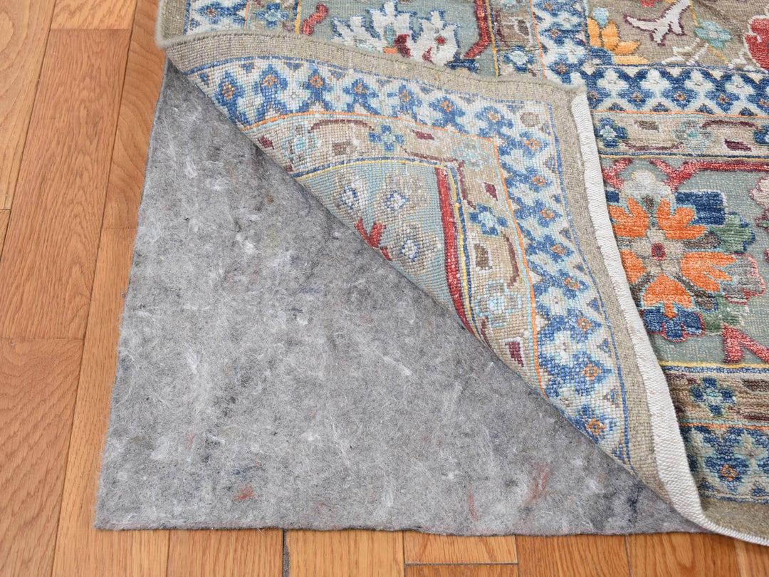 11'9" x 15'2" New Hand Knotted Brown Wool & Silk Rectangle Oriental Rug - MOA10287644