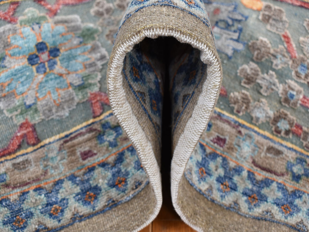 11'9" x 15'2" New Hand Knotted Brown Wool & Silk Rectangle Oriental Rug - MOA10287644