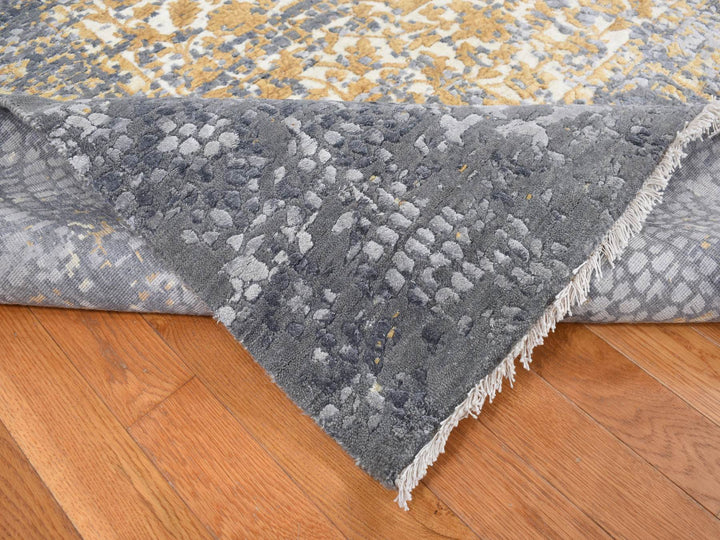 12'0" x 15'1" New Hand Knotted Grey Wool & Silk Rectangle Oriental Rug - MOA10287645