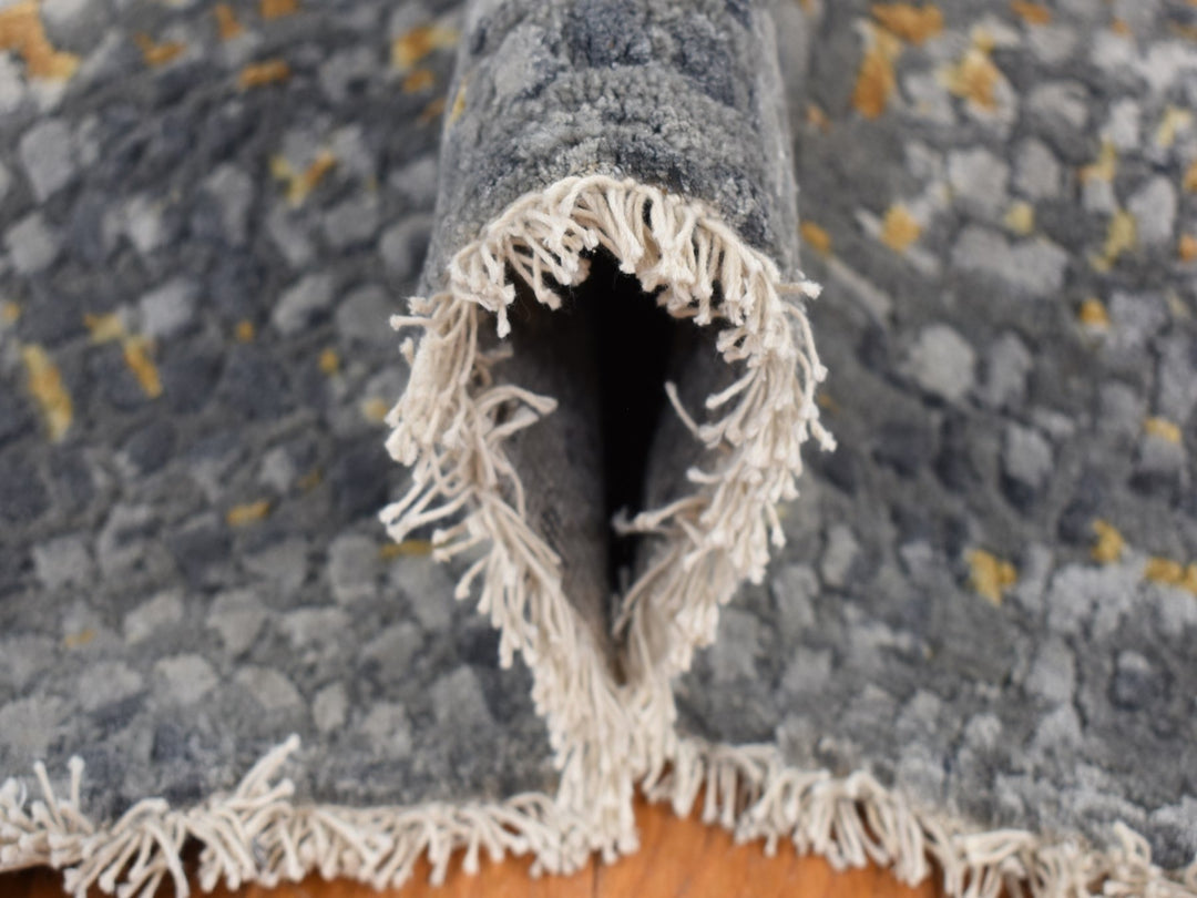 12'0" x 15'1" New Hand Knotted Grey Wool & Silk Rectangle Oriental Rug - MOA10287645