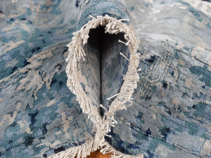 12'0" x 15'1" New Hand Knotted Grey Wool & Silk Rectangle Oriental Rug - MOA10287646