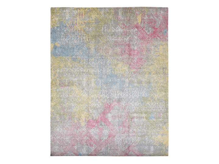 12'0" x 15'0" New Hand Knotted Grey Silk Rectangle Oriental Rug - MOA10287647