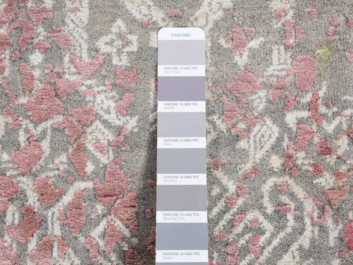 12'0" x 15'0" New Hand Knotted Grey Silk Rectangle Oriental Rug - MOA10287647