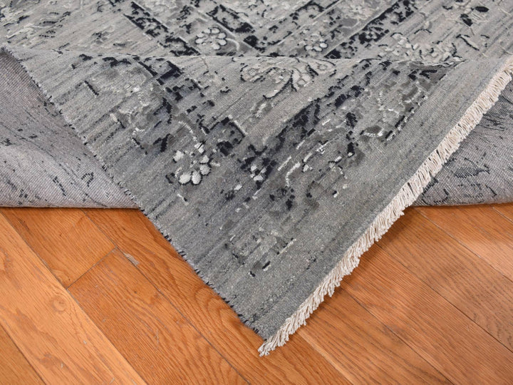 12'0" x 15'5" New Hand Knotted Grey Wool & Silk Rectangle Oriental Rug - MOA10287648