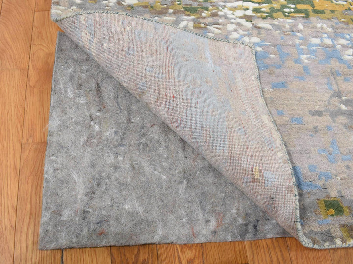 12'0" x 15'0" New Hand Knotted Brown Wool & Pure Silk Rectangle Oriental Rug - MOA10287649