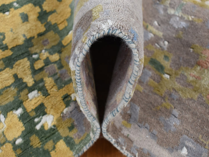 12'0" x 15'0" New Hand Knotted Brown Wool & Pure Silk Rectangle Oriental Rug - MOA10287649