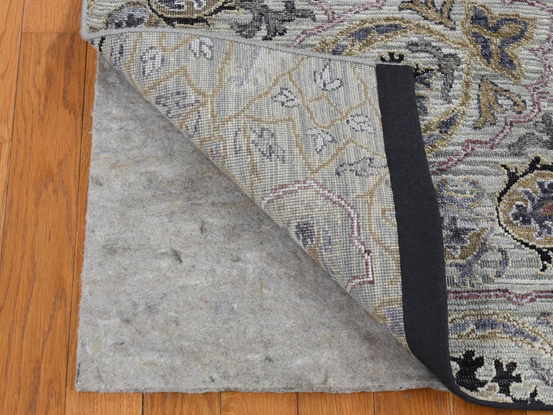 12'0" x 15'0" New Hand Knotted Grey Wool & Silk Rectangle Oriental Rug - MOA10287652